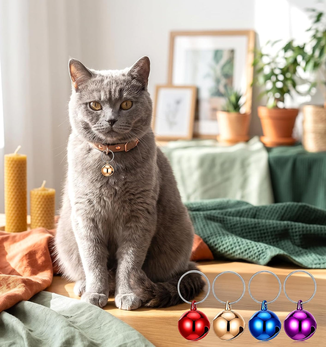 4 Pcs Cat Collar Bell, Small Bell for Cat Dog Collar Jingle Bells