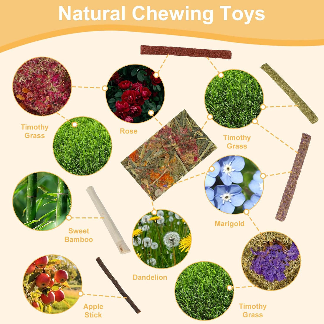 70PCS Rabbit Bunny Guinea Pig Chew Toys Treats