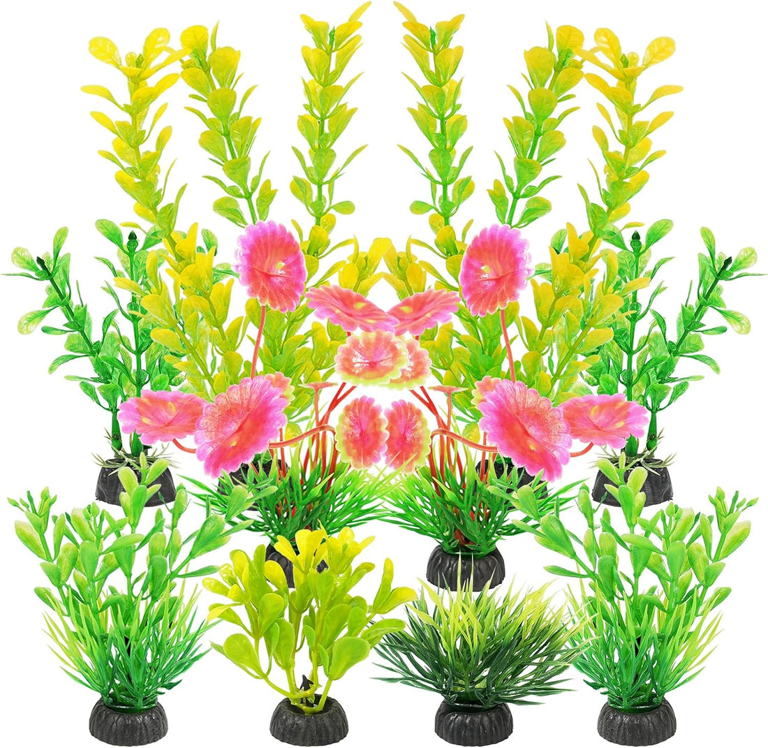 AQUANEAT Artificial Fish Tank Plants, Plastic Aquarium Decorations