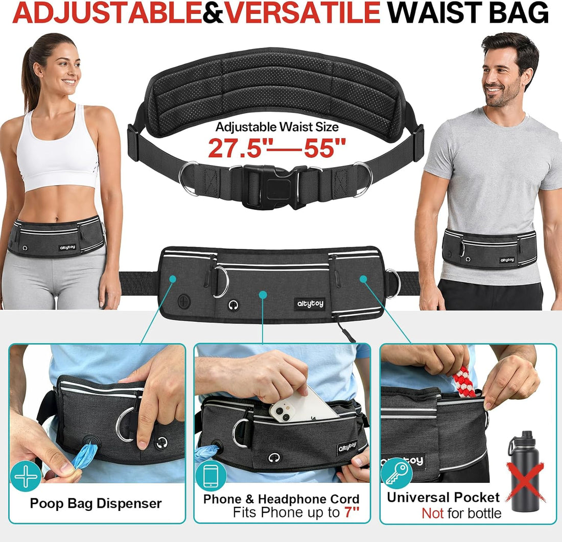Hands Free Dog Leash, 240LB Heavy Duty Retractable with Fanny Pack