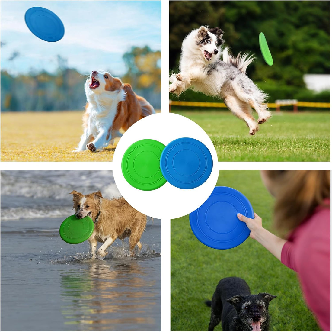 Dog Flying Disc, 2 Pack Dog Frisbee Toy Gift Set for Medium & Large