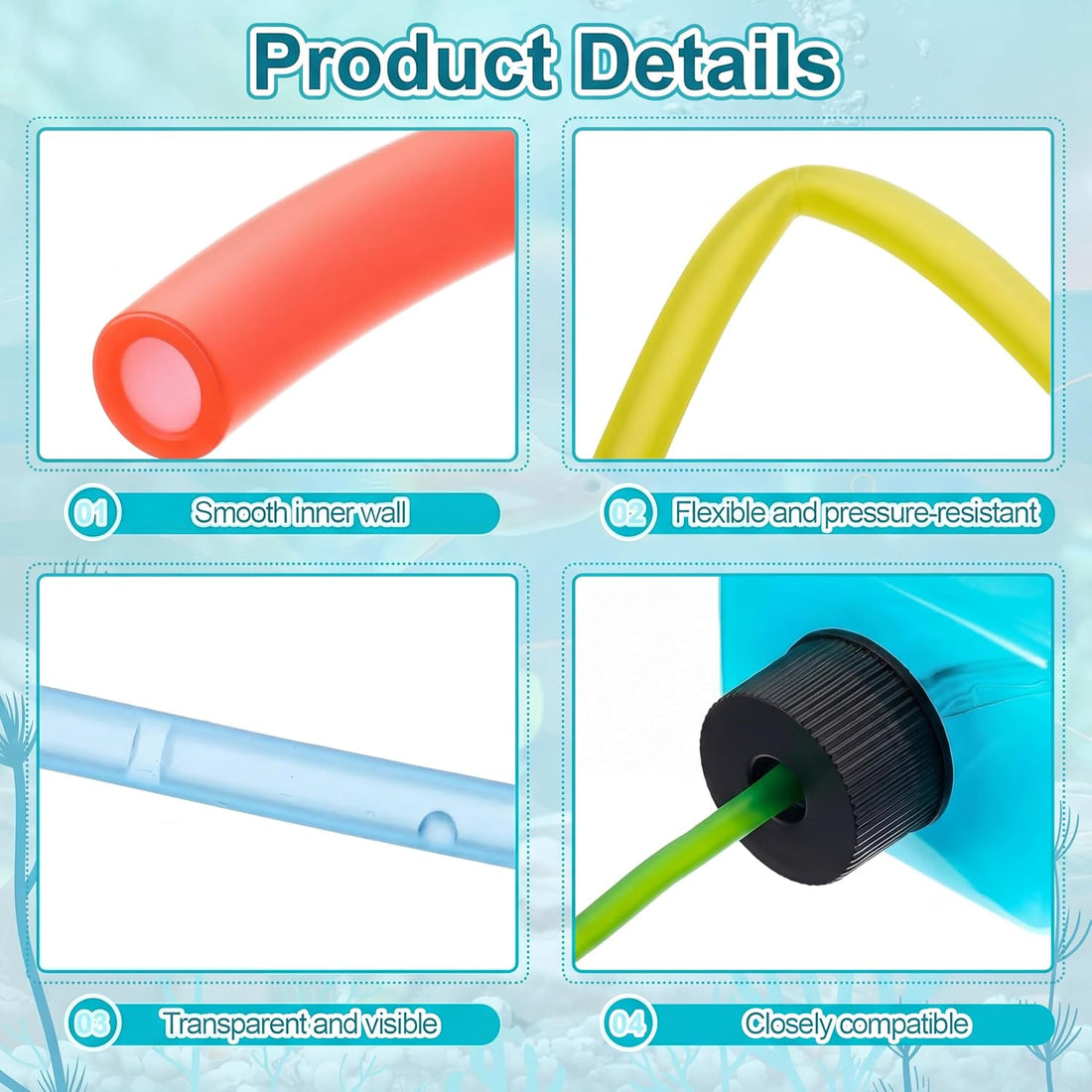 Nuanchu 4 Pcs Aquarium Tubing Kit for Saltwater Dosing Pump