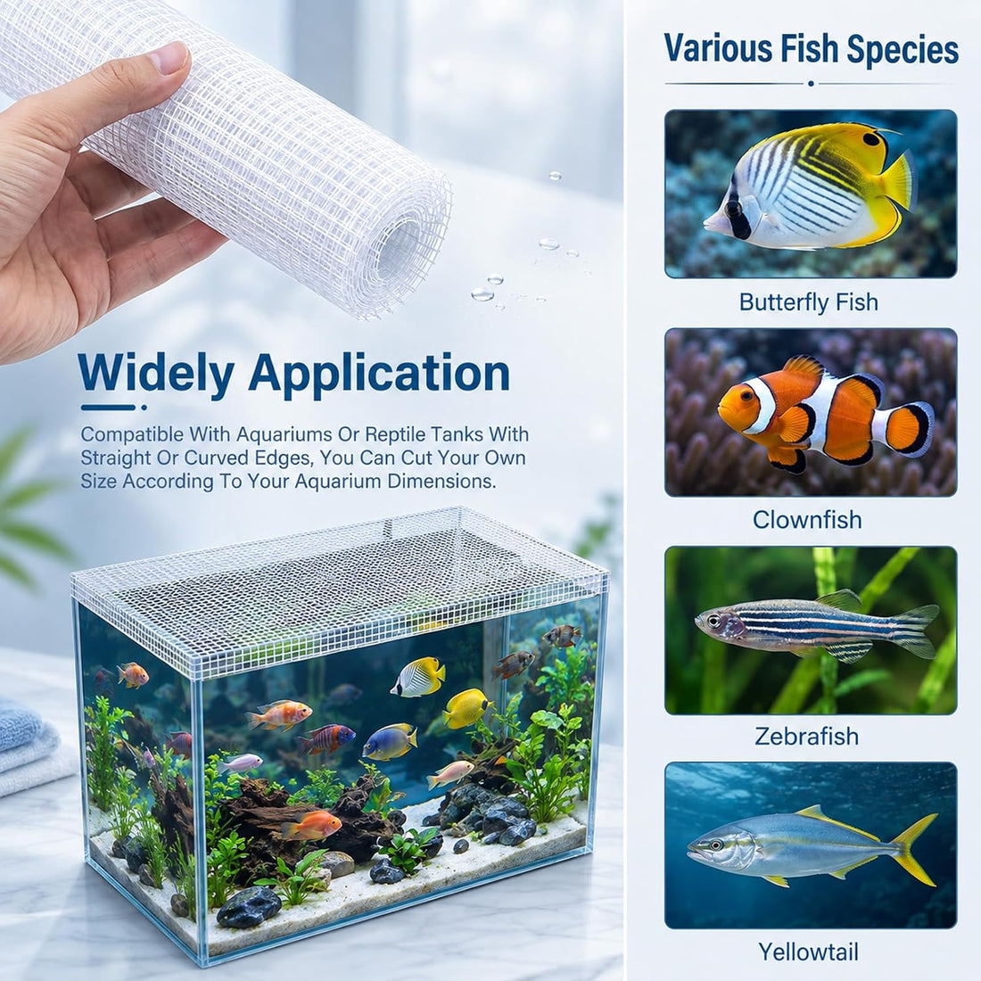 Fish Tank Mesh,3.9 X 4.9 Feet Clear Aquarium Mesh Netting Material