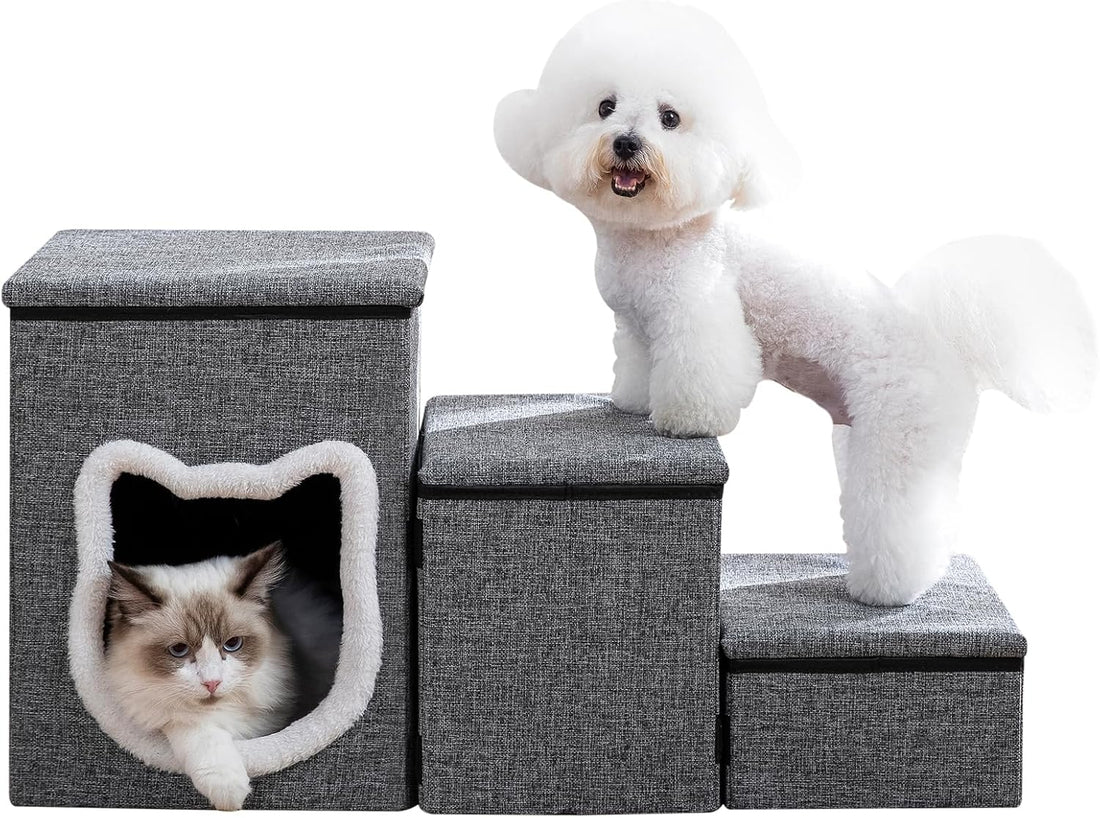 Dog Stairs for Small Dogs, 3-Step Non-Slip Pet Stairs for Cats