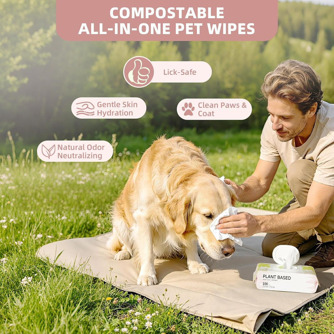 IMMHABI 400 Count Lick-Safe Dog Wipes