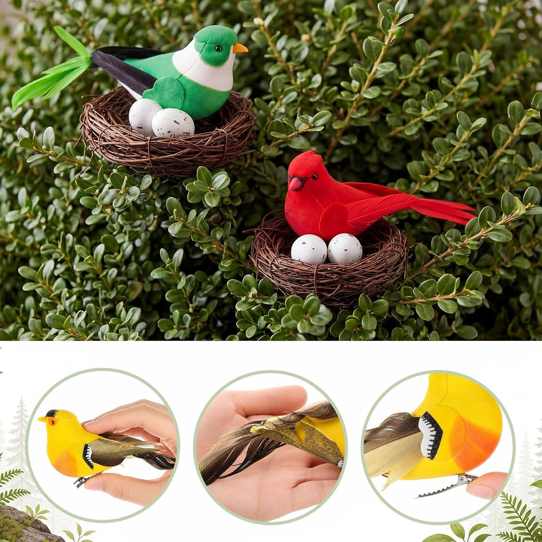 20 Pcs Artificial Birds with Nest and Egg Kit
