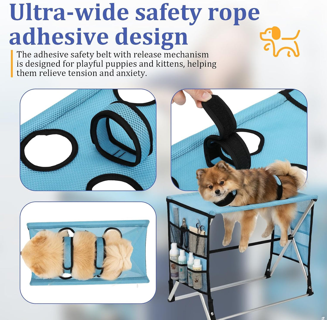 Foldable Pet Grooming Hammock with Stand for Small Dogs & Cats