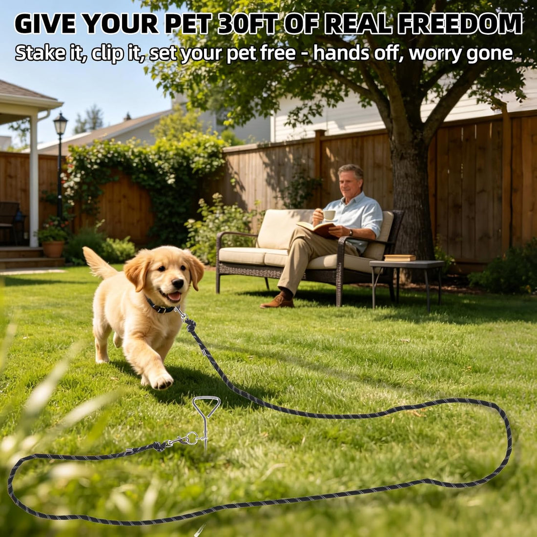 PUPTECK Reflective Long Cat Leash Pet Tie Out Spiral Stake