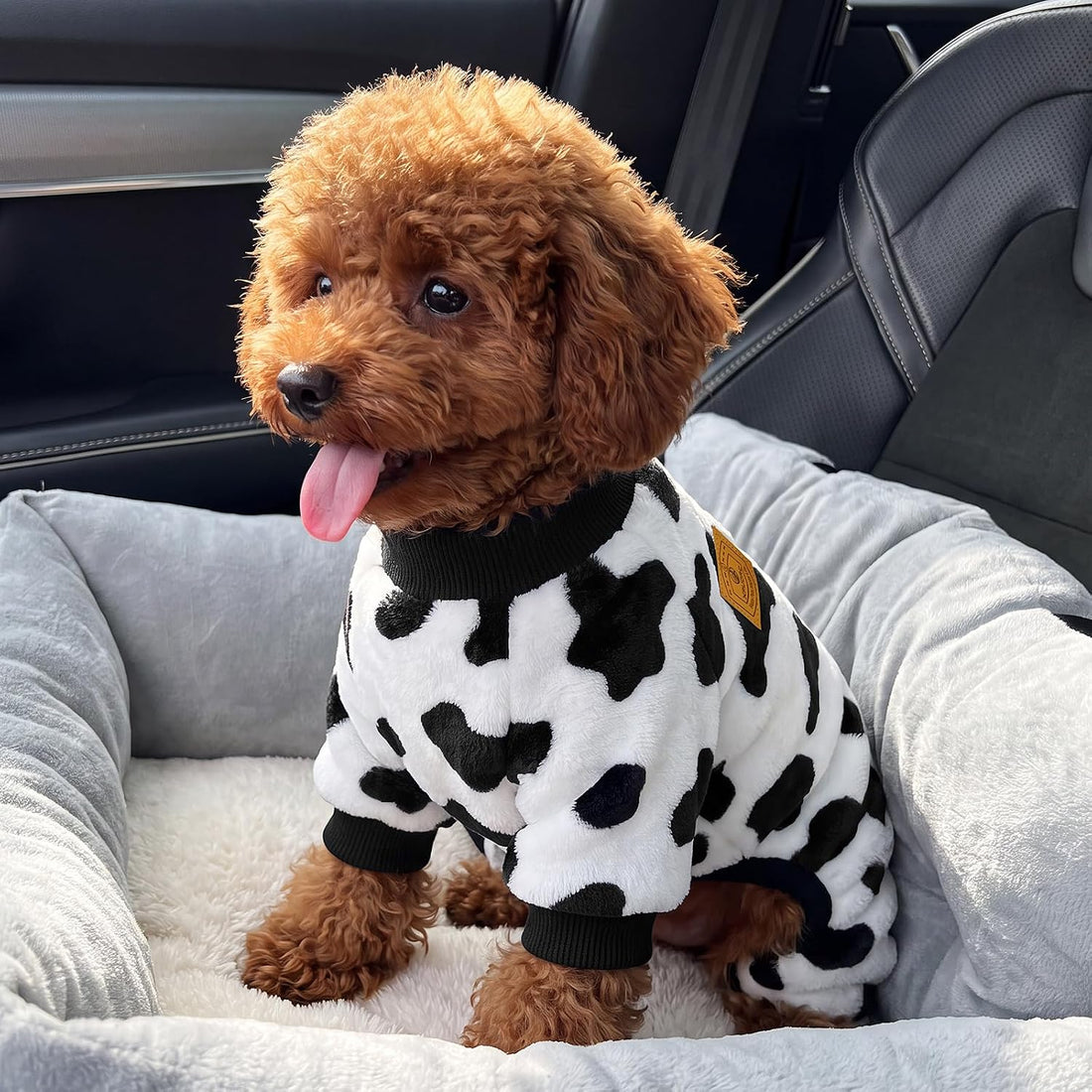 XPUDAC Cow Dog Sweater, Dog Winter Clothes for Small Medium Dogs Girl