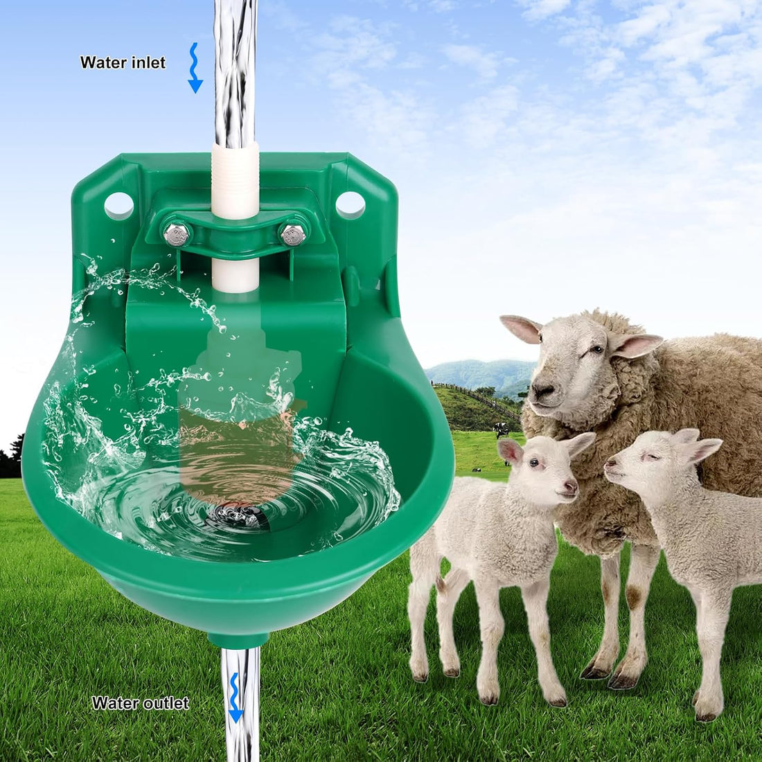 Goat Waterer, Livestock Waterer for Sheep Dog Piglet Calf Horse Farm