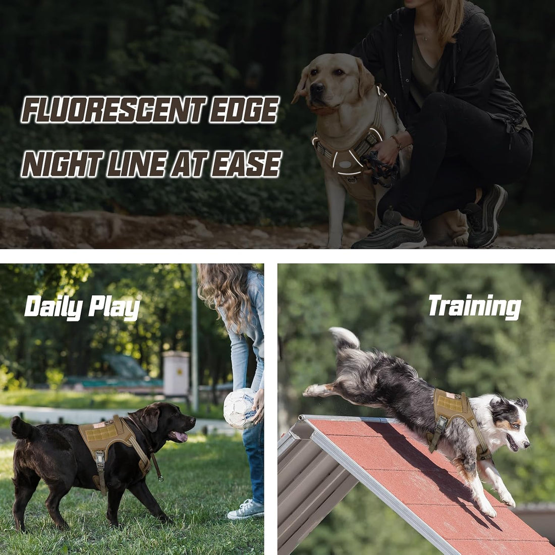 Auroth Tactical Dog Harness for Large Dogs No Pull Adjustable Pet