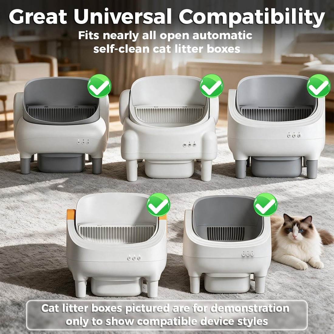 2Pcs Cat Litter Pad for Open Top Self-Cleaning Litter Box Replacement
