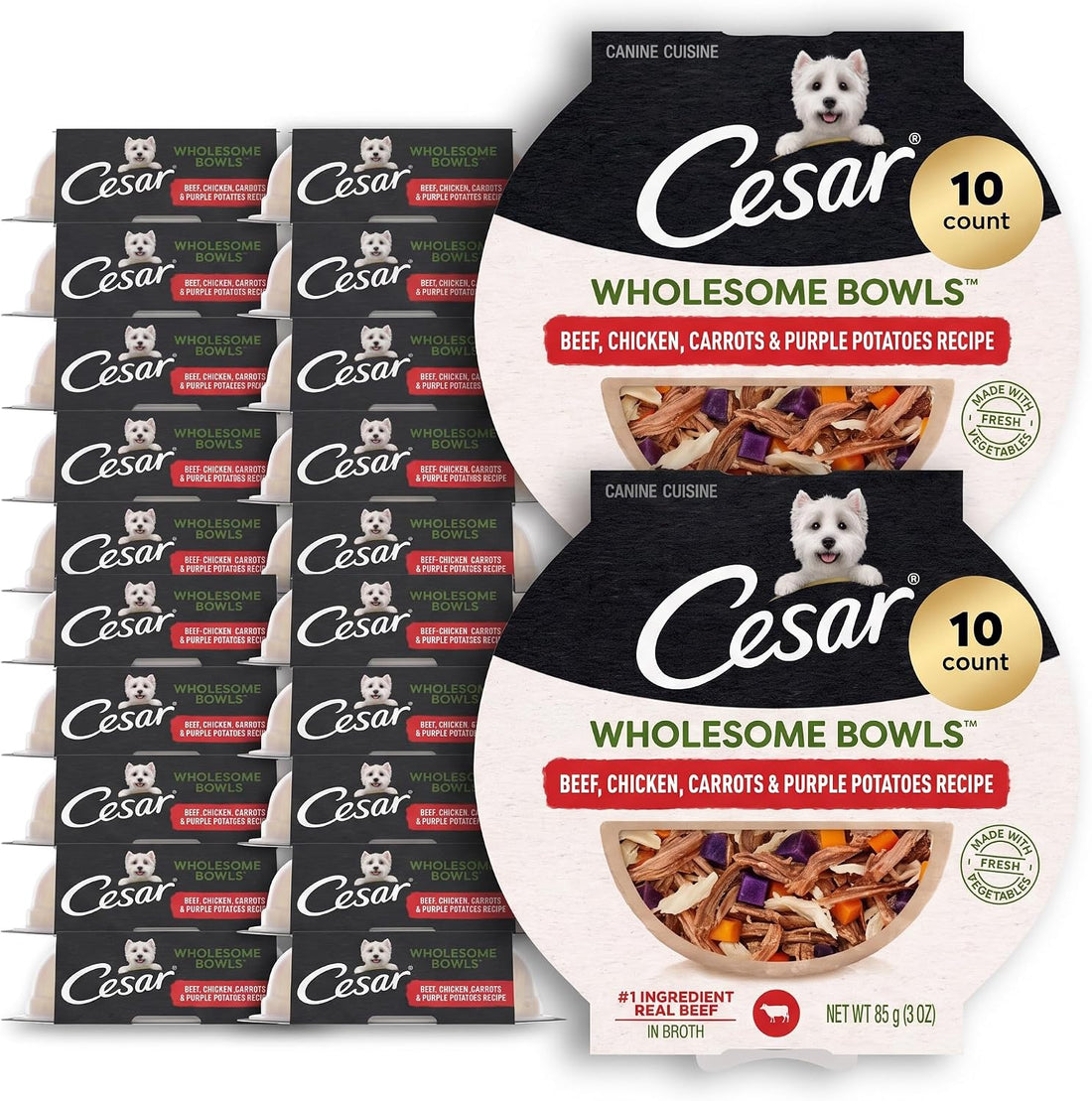 Cesar Wholesome Bowls Adult Wet Dog Food,Beef,Chicken,Purple Potatoes