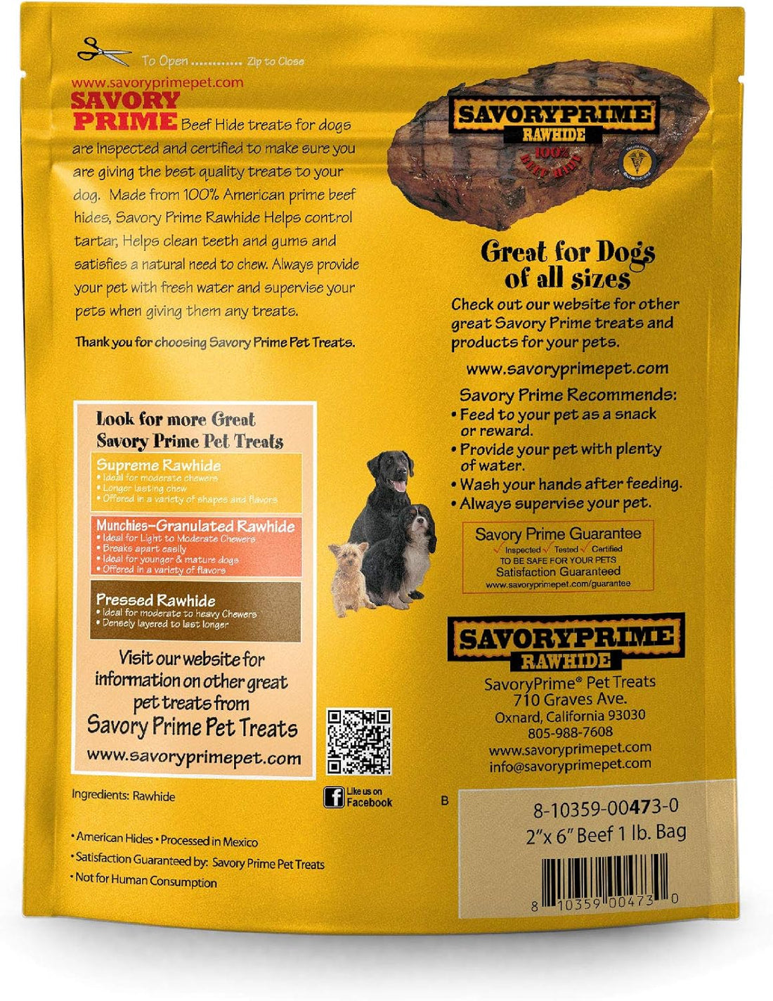 Savory Prime 1-Pound Rawhide Chips Beef