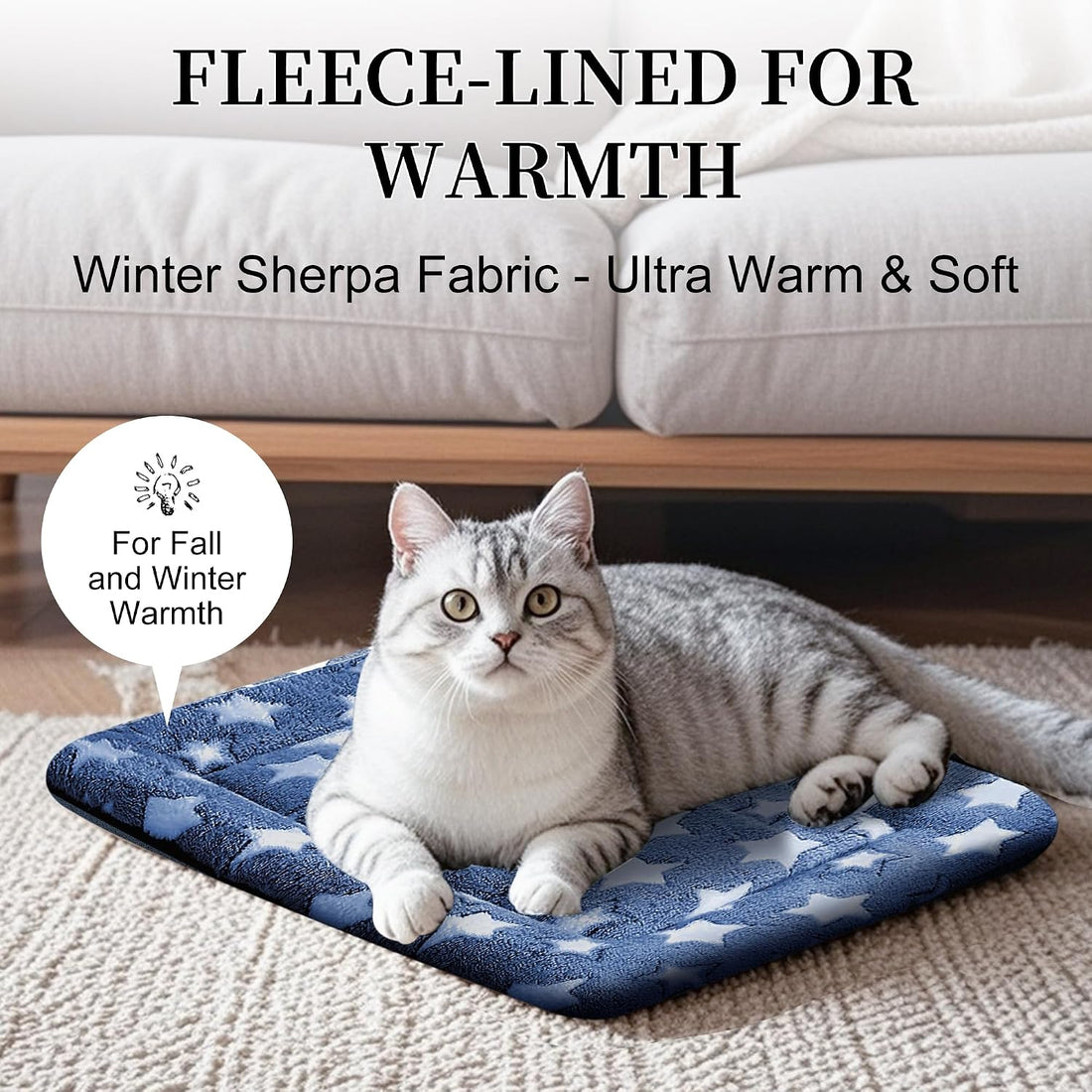 Fogkiss Dog Bed Mat, Reversible Crate Pad & Cute Dog Bed