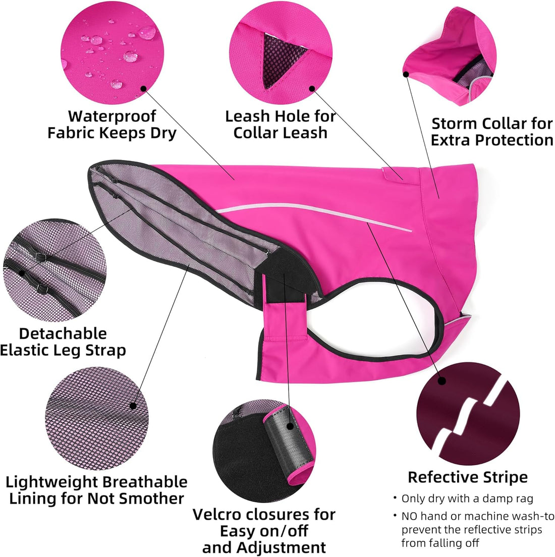 Mile High Life Dog Raincoat, Adjustable Waterproof Reflective Rain