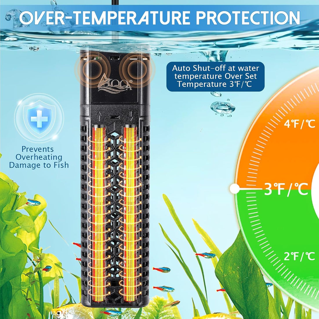 AQQA 1300W Aquarium Heater for 221-317 Gallon