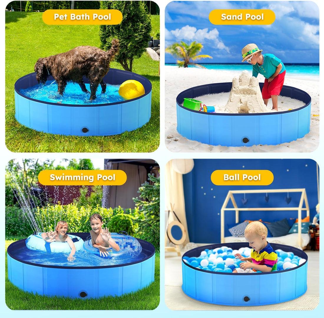 Niubya Foldable Dog Pool, Collapsible Plastic Dog Swimming Pool
