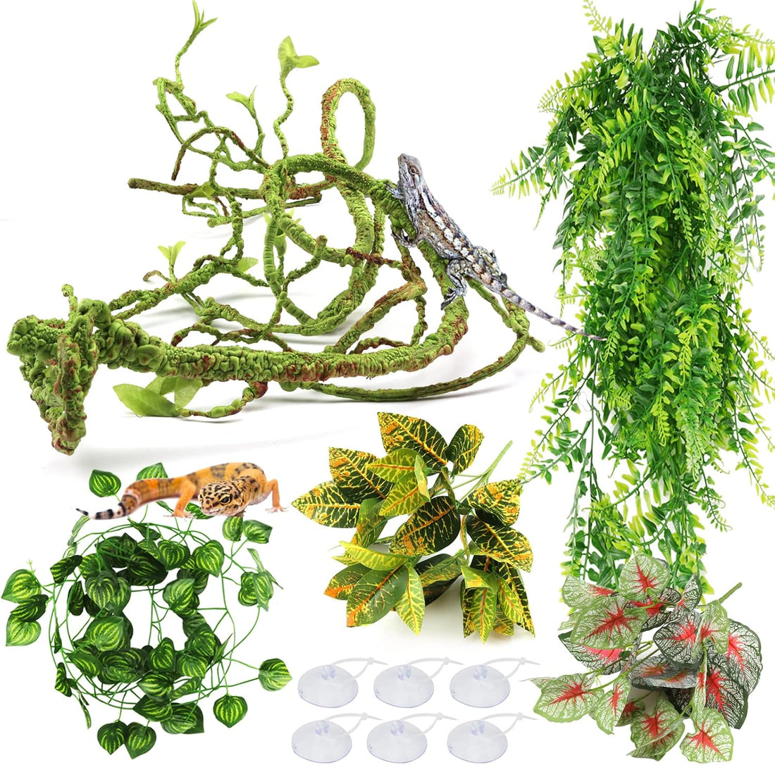 Reptile Plants, Terrarium Hanging Plant Vines Artificial Leaves