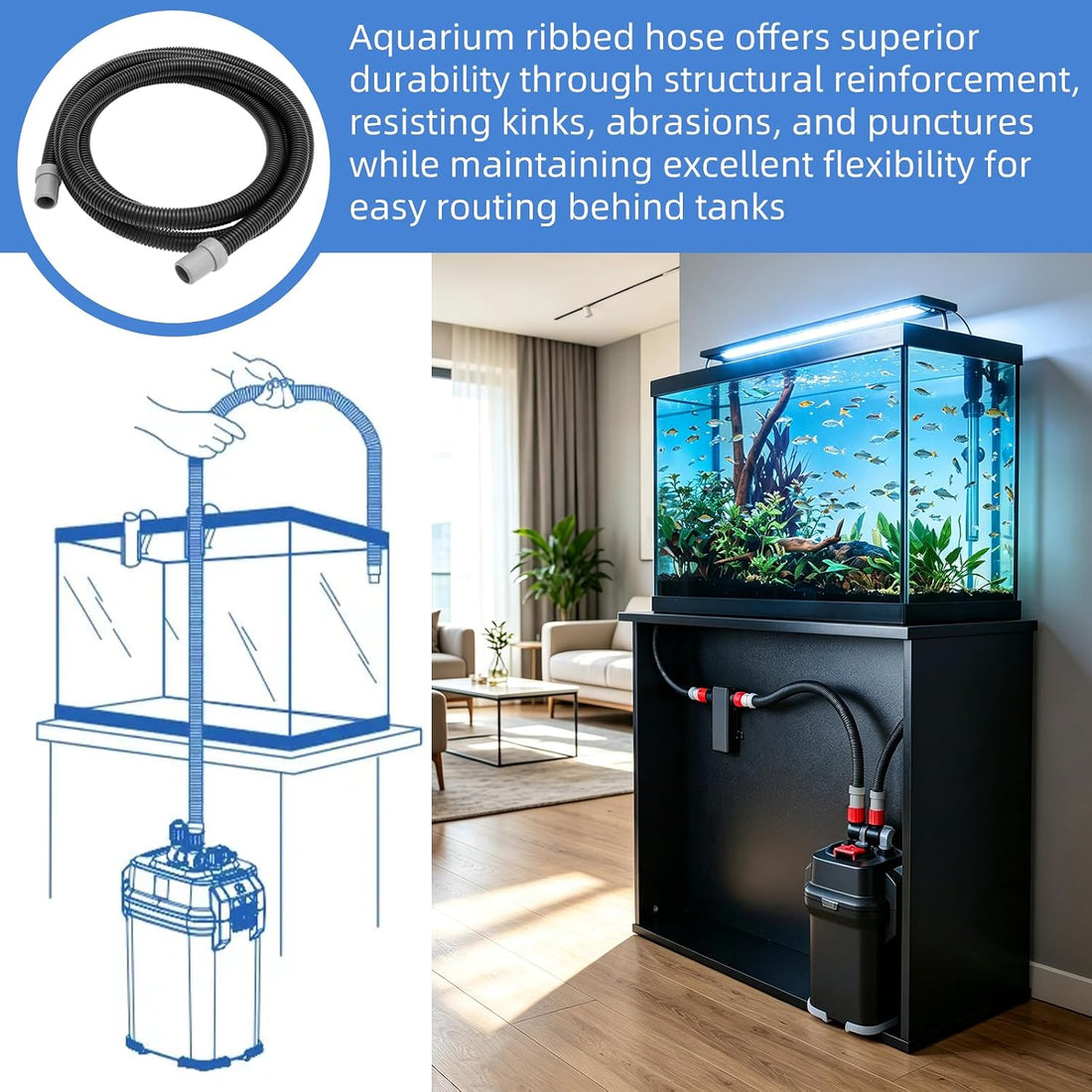 A20014 Ribbed Hosing Compatible with Fluval 106/107/206/207 Aquarium