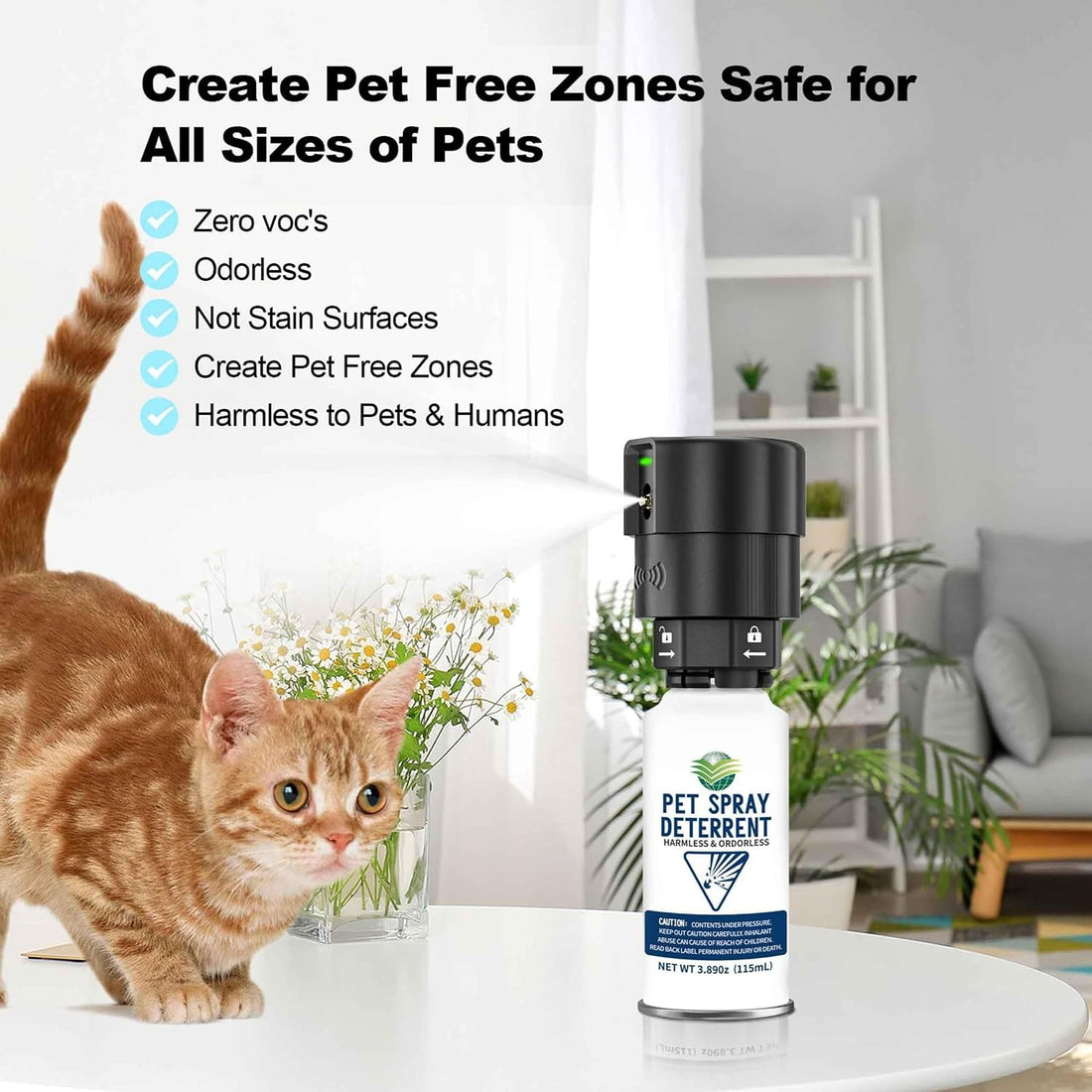 Motion Activated Pet Deterrent Spray System for Cats & Dogs, Odorless