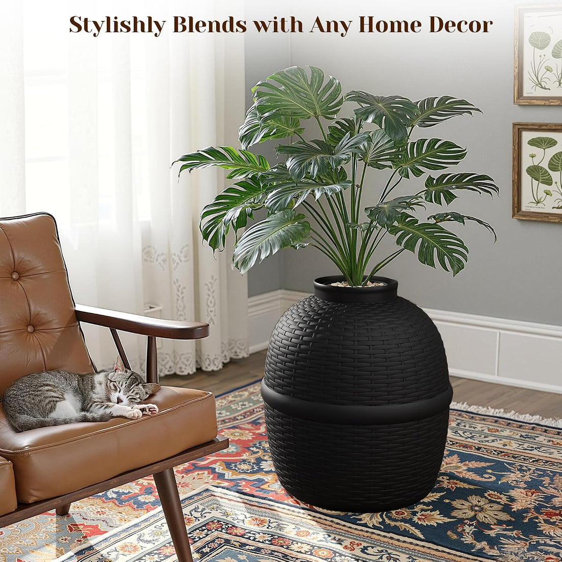 FansaFurn Large Cat Litter Box, Hidden Litter Box with Faux Plant