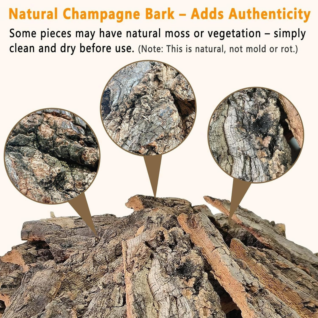 Reptile Cork Bark Bedding,Bulk 0.7 LB Natural Cork Flats