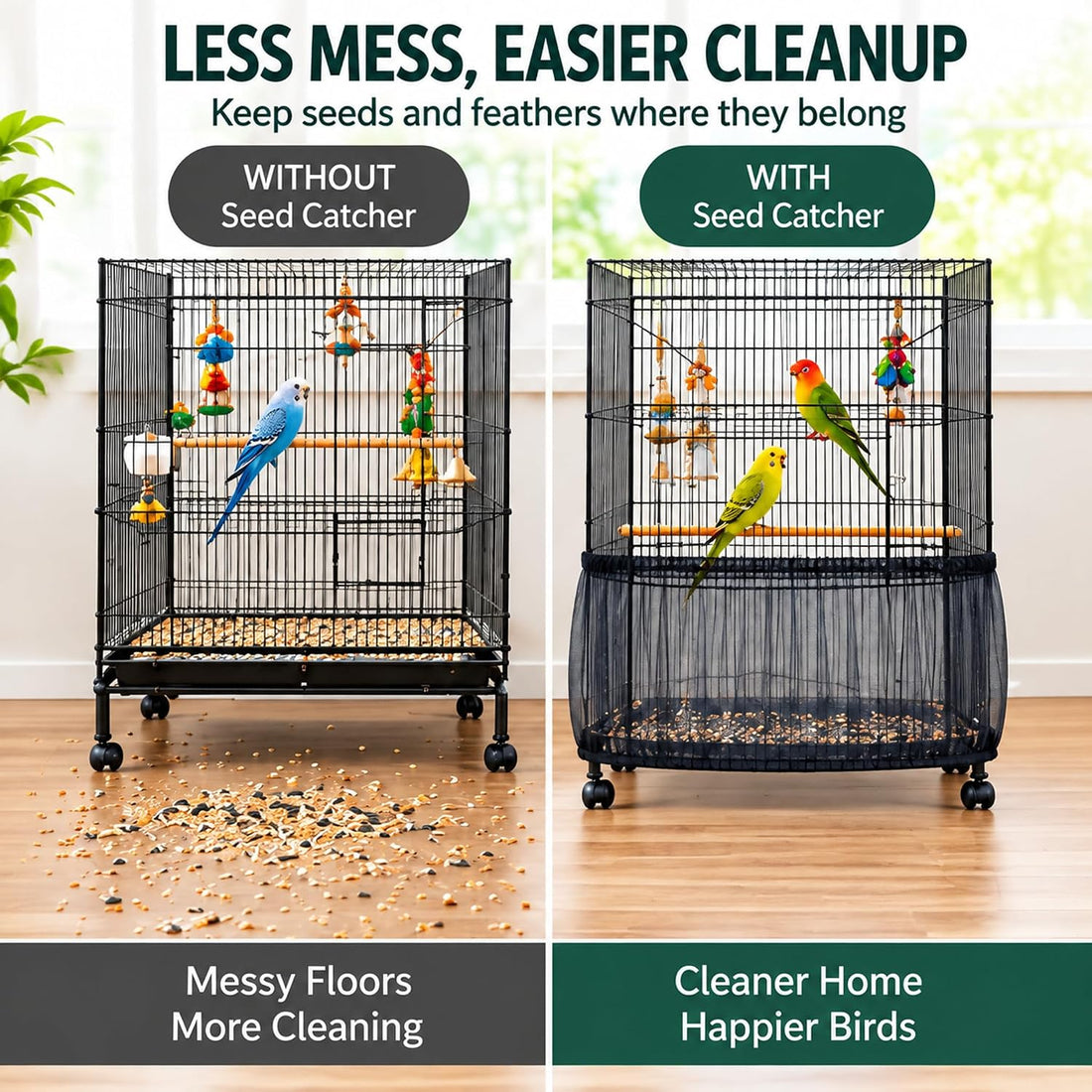 Shappy Bird Cage Net Cover Seed Catcher