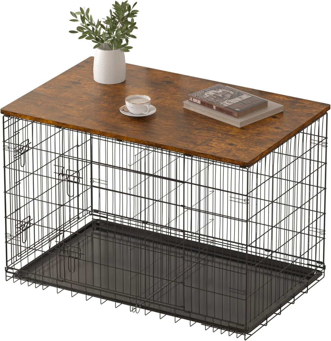 Piskyet Dog Crate Topper Wood Countertop