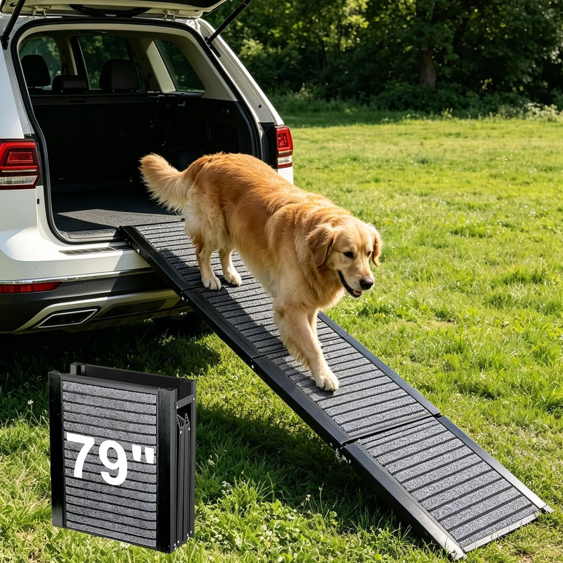 Dog Ramp for Car 79" L 17.3" W,Foldable Extra-Long Ramp