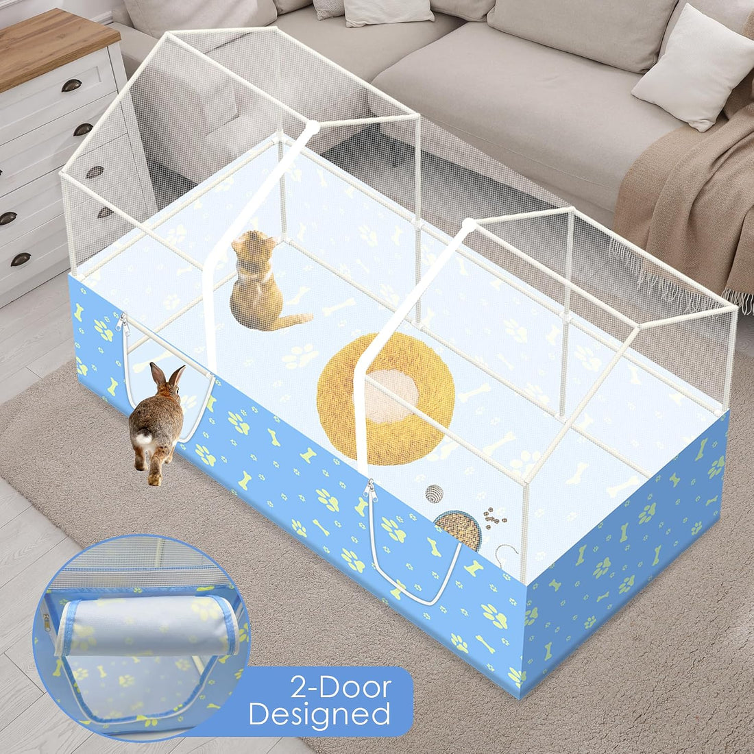 Rabbit Cage, 48" x 24" Large Pet Playpen Enclosure for Small Animal