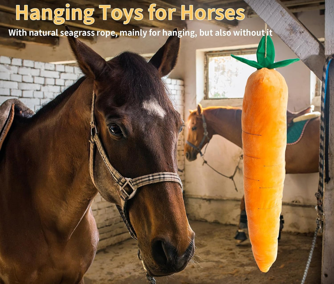 Horse Toy Plush Squeaky Carrot, Large Carrot Shaped Horse Squeaky Toy