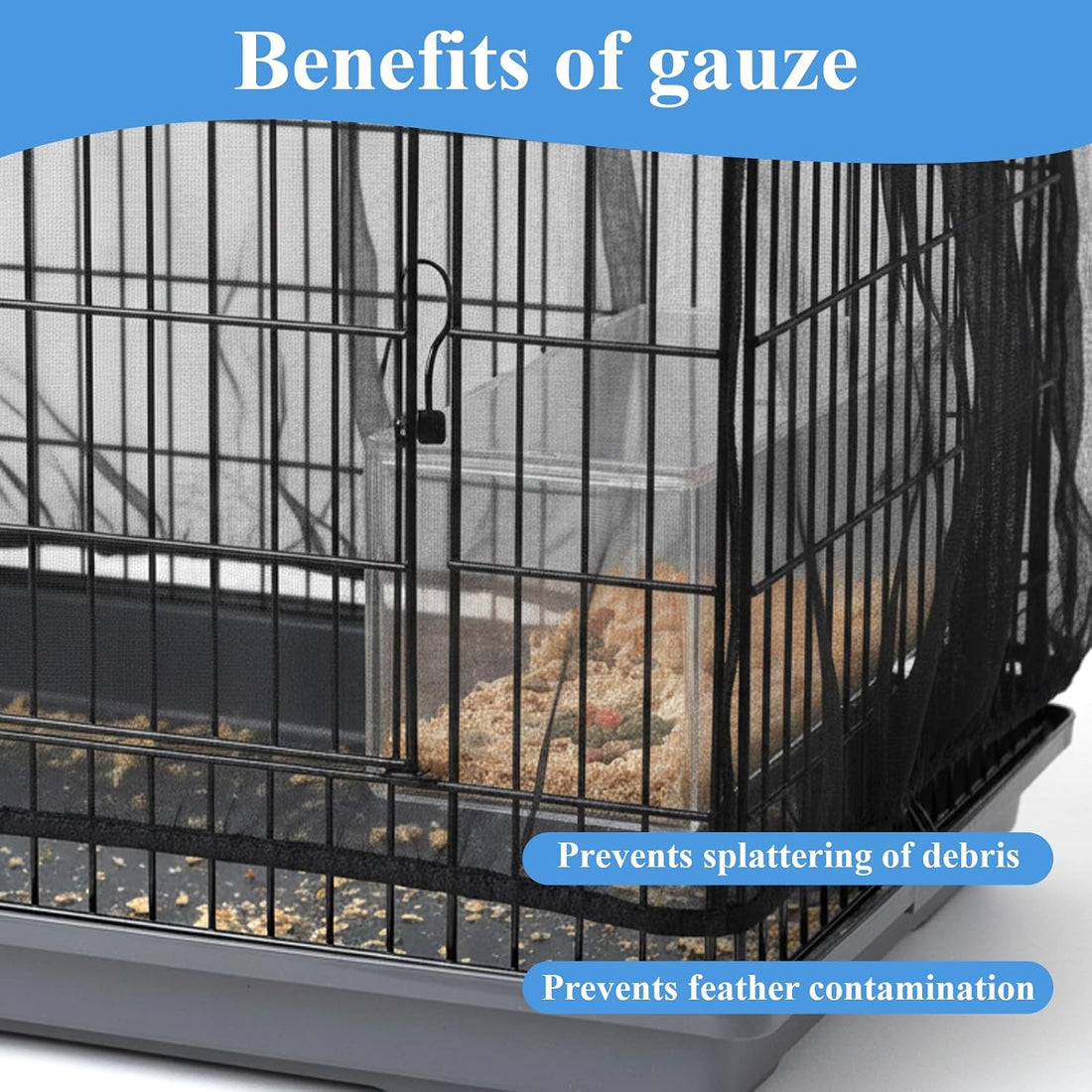 2 PCS Bird Cage Skirt, Elasticity Bird Cage Net for Seed Catcher
