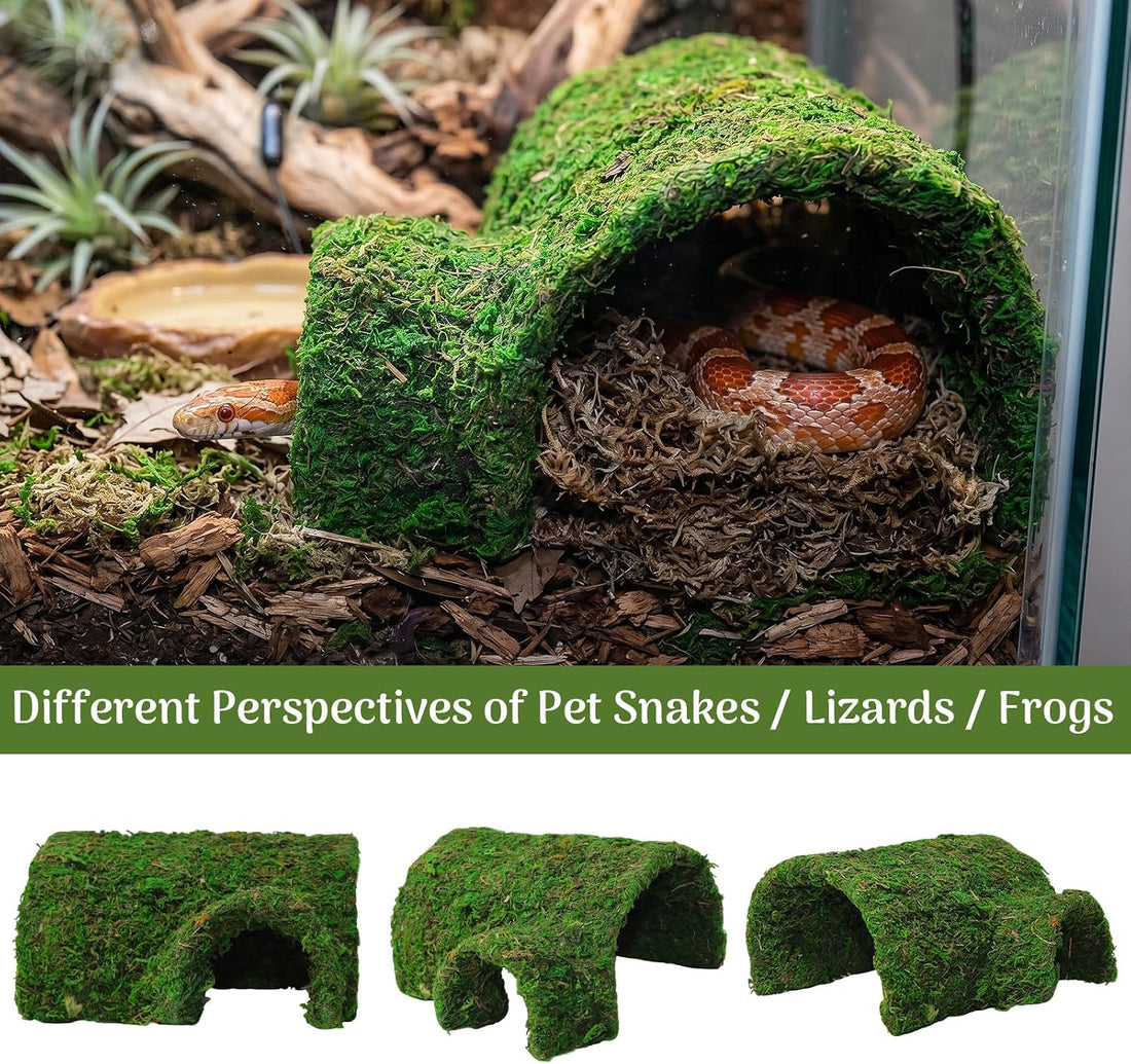 Reptile Tunnel Cave Hide, Handmade Shelter for Gecko Snake