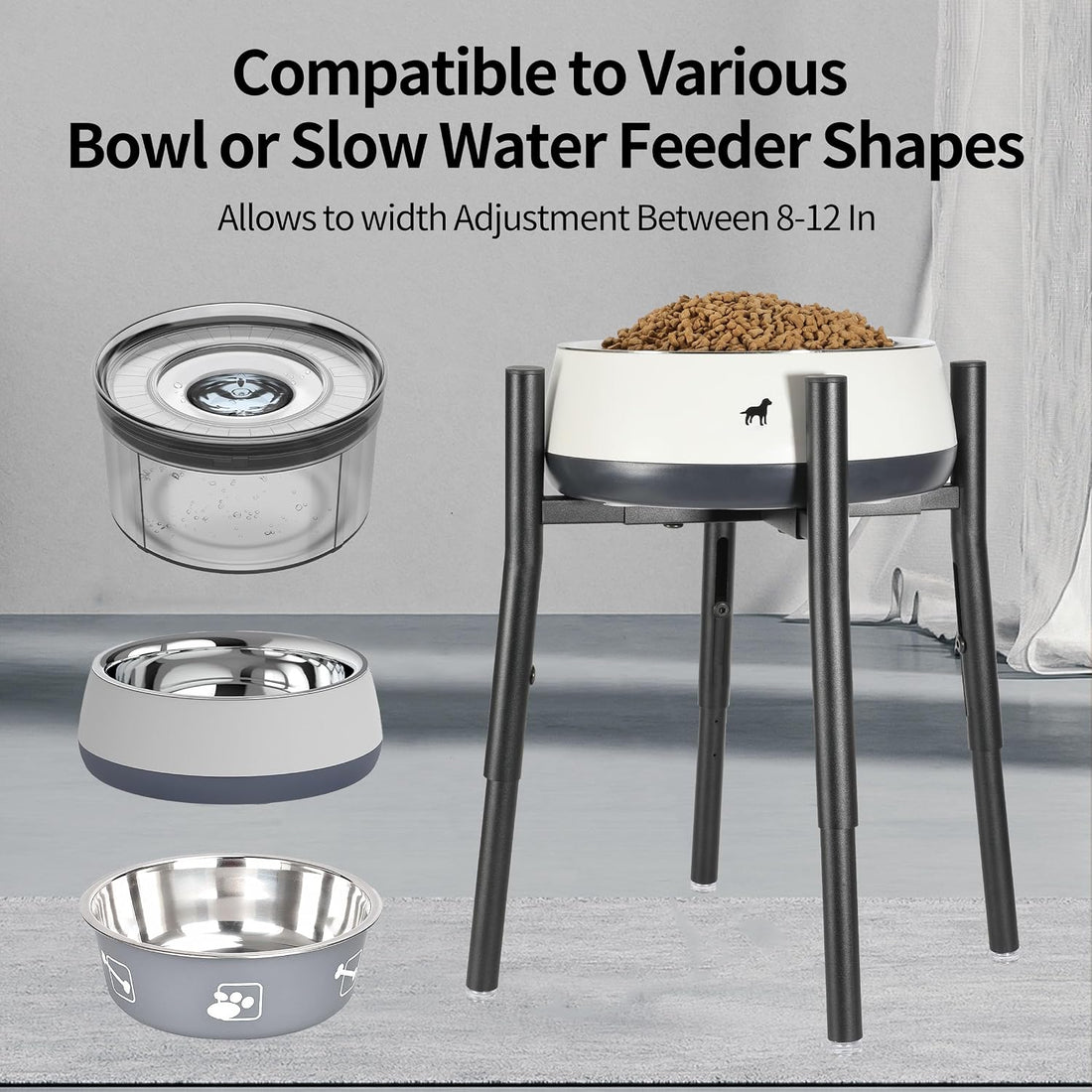 PROERR Raised Single Dog Bowl Stand for Medium Large,Adjustable