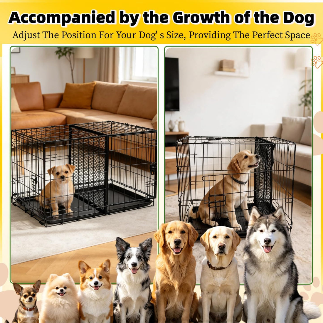 Thick Adjustable Dog Crate Divider for 36" Crate, 24"x22.5"