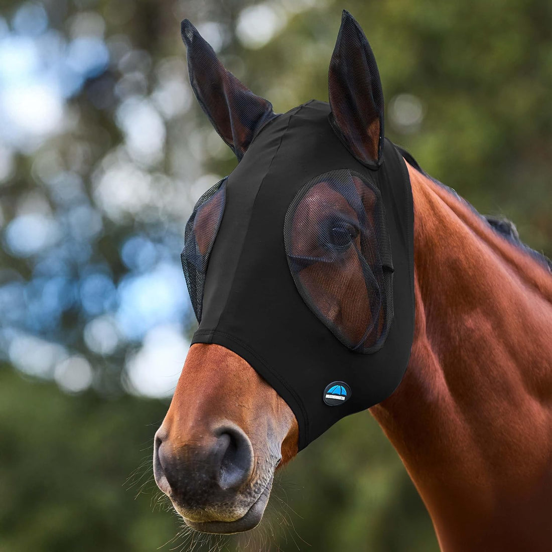WeatherBeeta ComFiTec Stretch Fly Mask with Ears, Navy/Black, Large