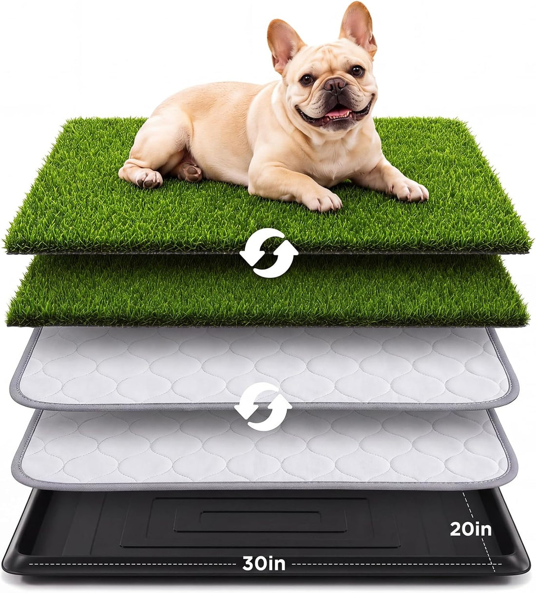 Extra Large Dog Grass Pad with Tray, 41″ x 27″ Indoor Outdoor Potty