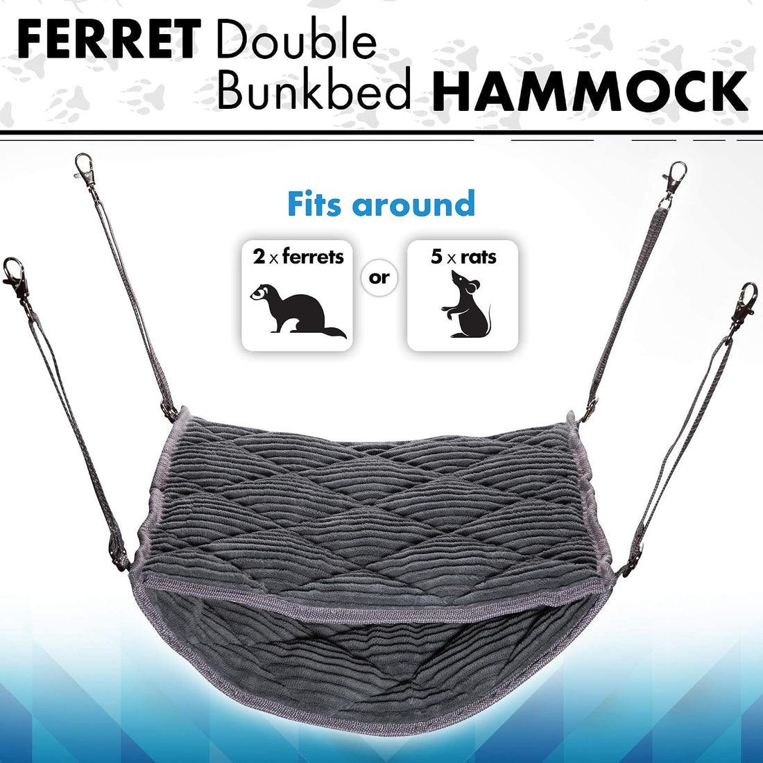 Ferret Hammock for Cage - Plush Double Bunk Bed Hanging Clips