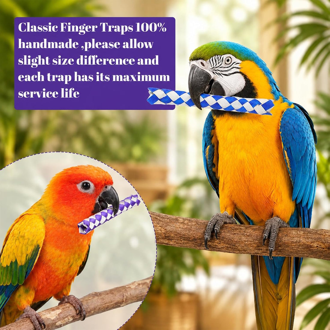12 Pcs Chinese Finger Traps, Bamboo Finger Traps Pet Bird Chew