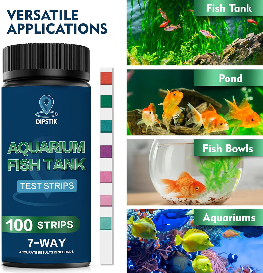 Aquarium Test Strips,7-Way Freshwater Saltwater Fish Tank Pond Test