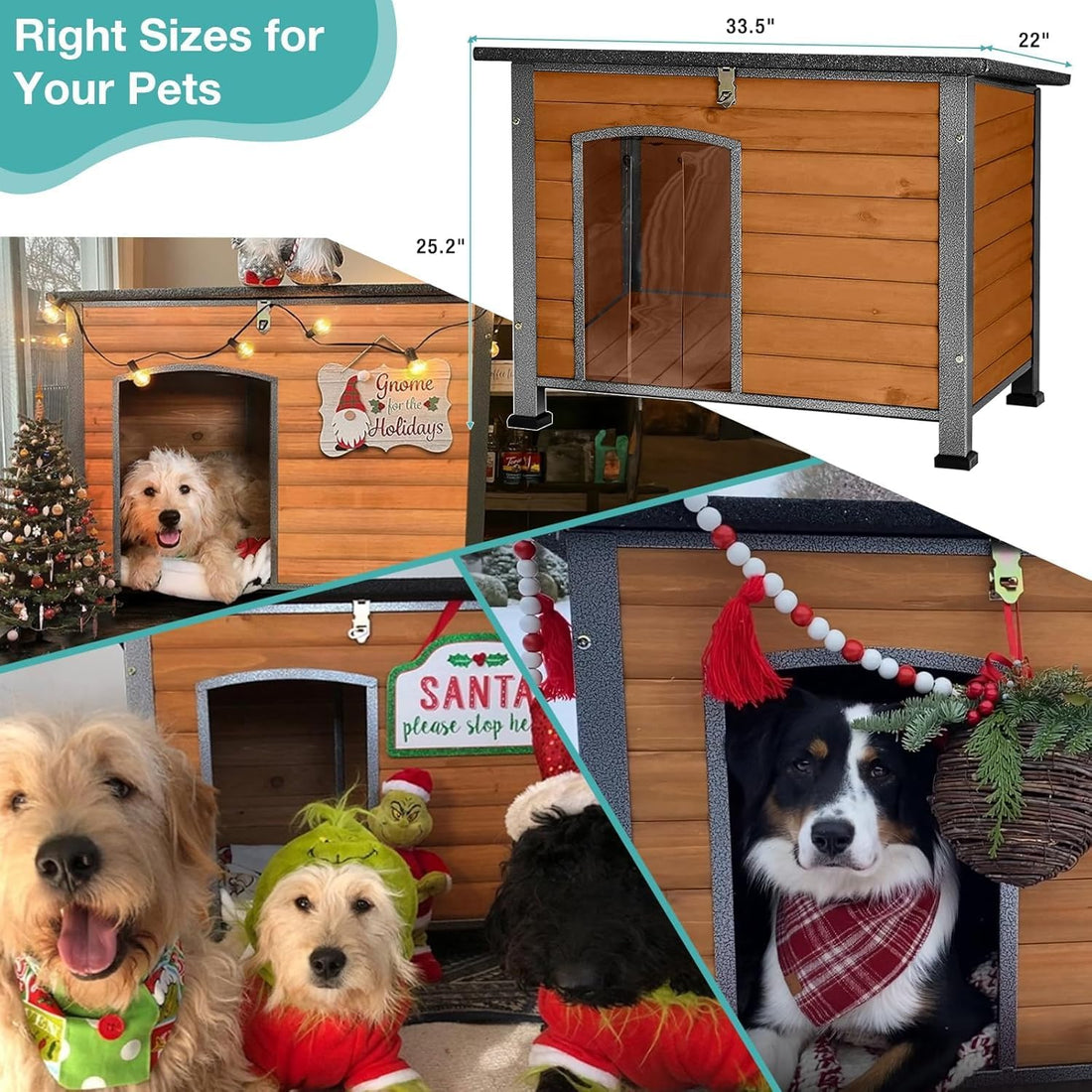 Suumerpety Feral Dog House Outdoor,Anti Bite Iron Frame Dog