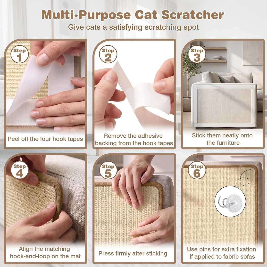 Sisal Cat Scratching Mat: 31.5"x23.6" Large Scratch-Resistant Pad