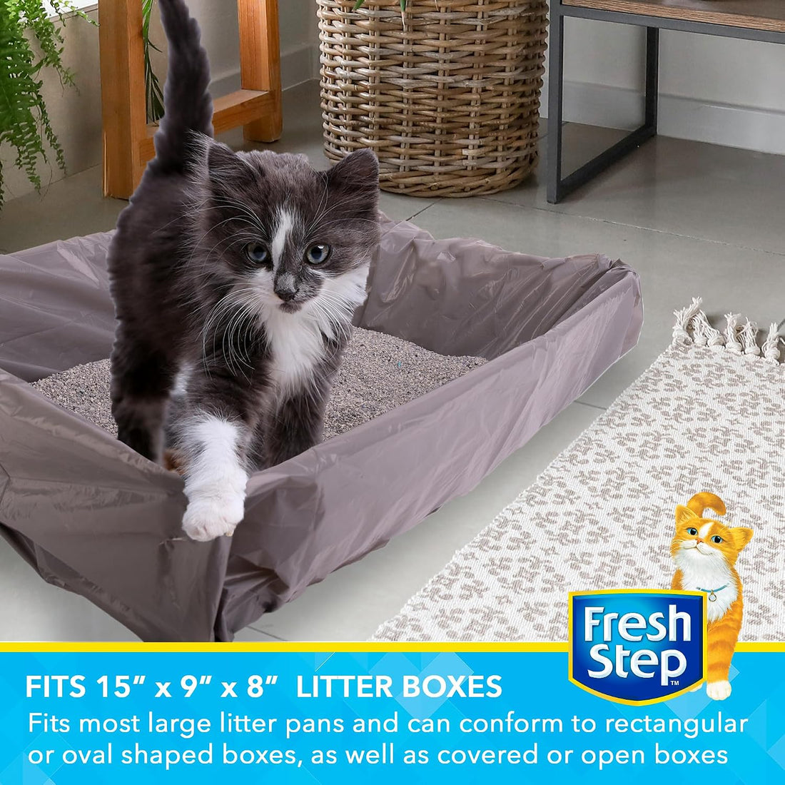 Fresh Step Drawstring Cat Litter Liners, Unscented, 2.5 ft x 17 in