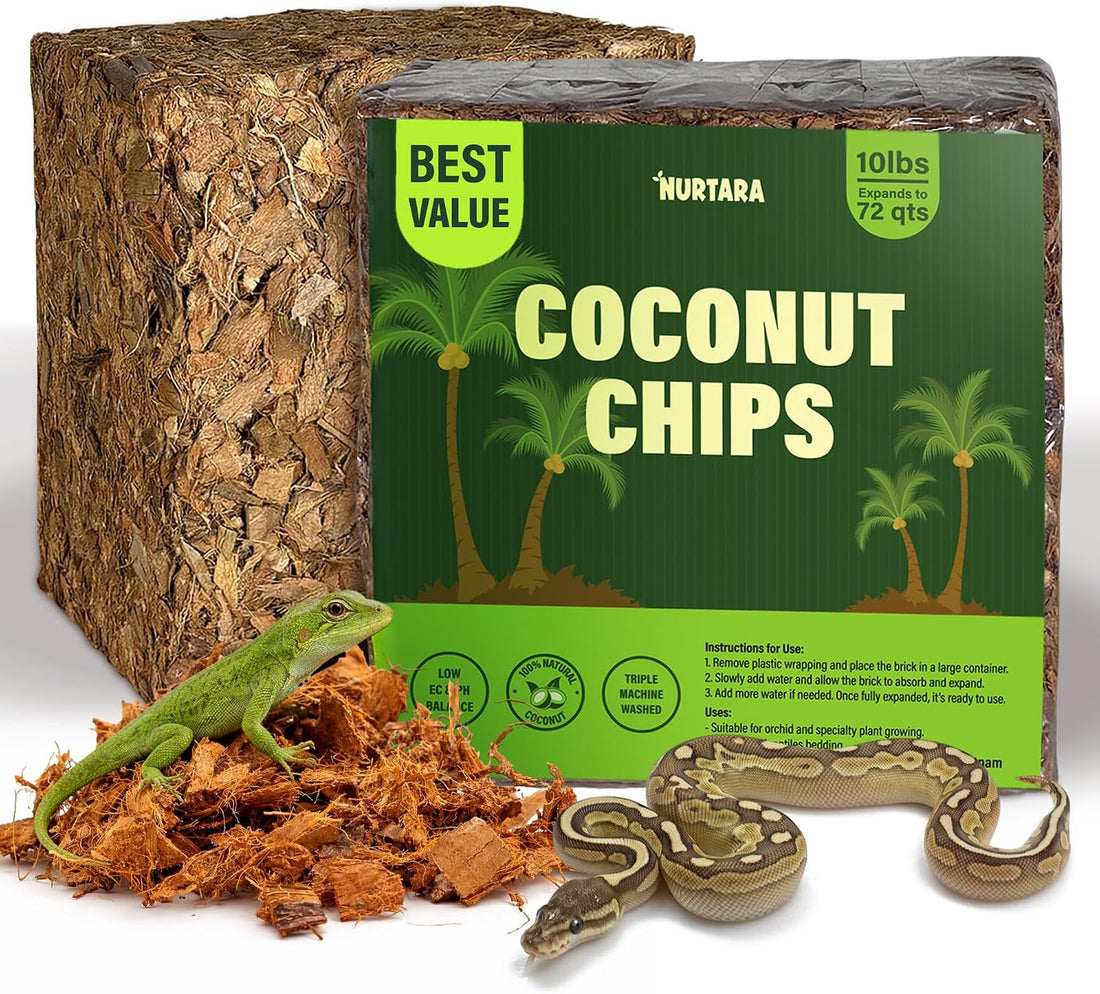 Coconut Chips Substrate, 10 lb Reptile Bedding Expands to 72 qt