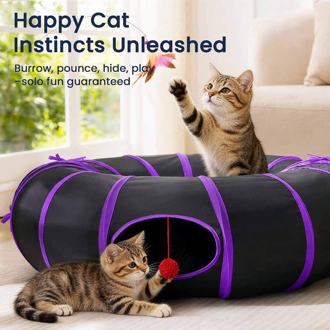 Love's cabin Round Cat Tunnel for Indoor Cats