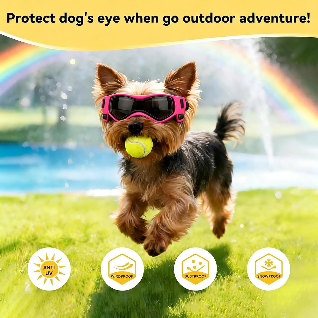 Small Breed Dog Goggles, Pink Sunglasses with UV Protection