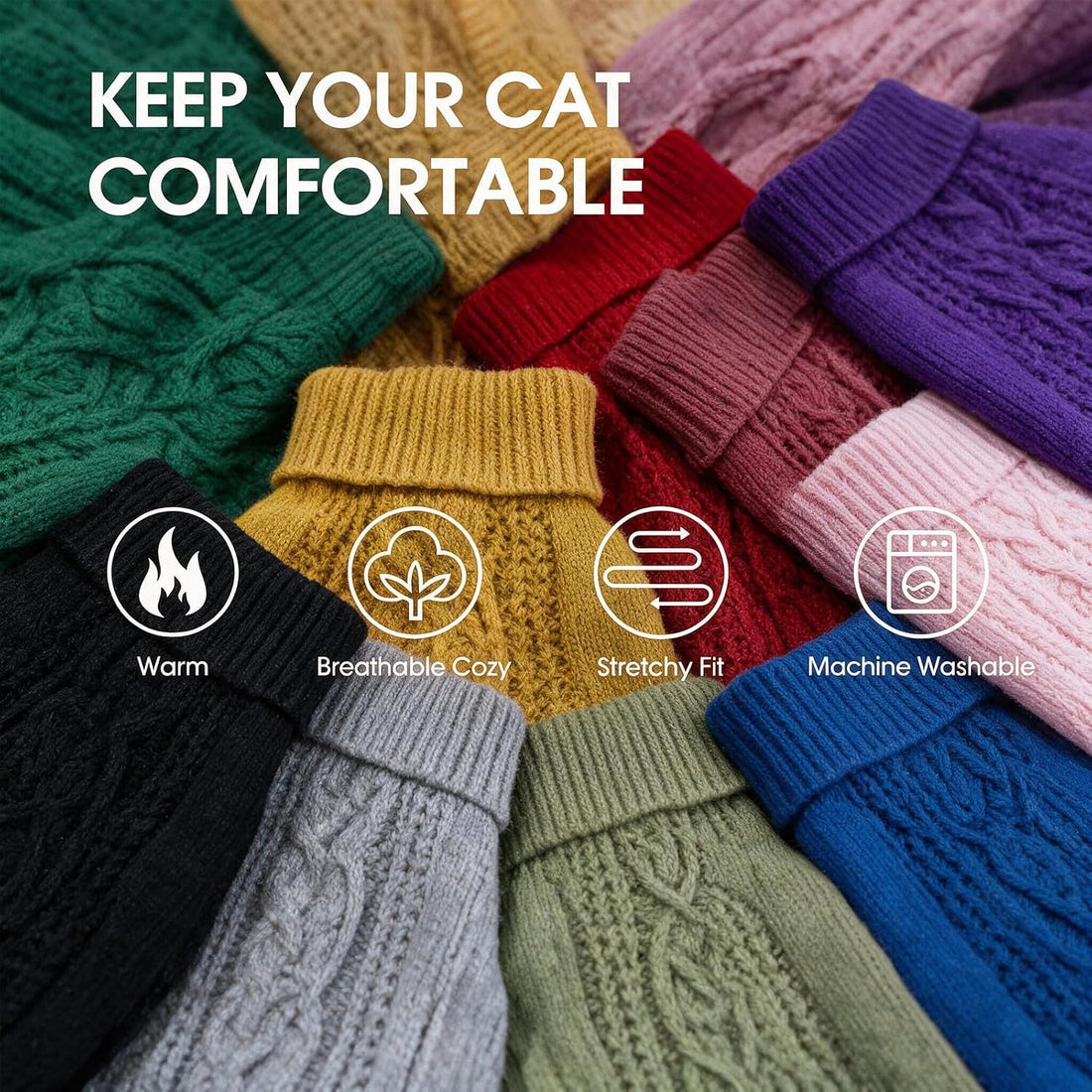 Cat Sweater Stretchy,19 Colors,6 Sizes,Snug Winter Cat/Dog Outfit