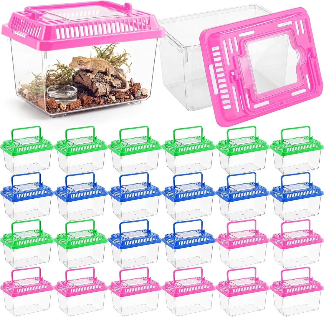 LemonRoad 15 Pcs Plastic Reptile Terrarium Carrier Cage