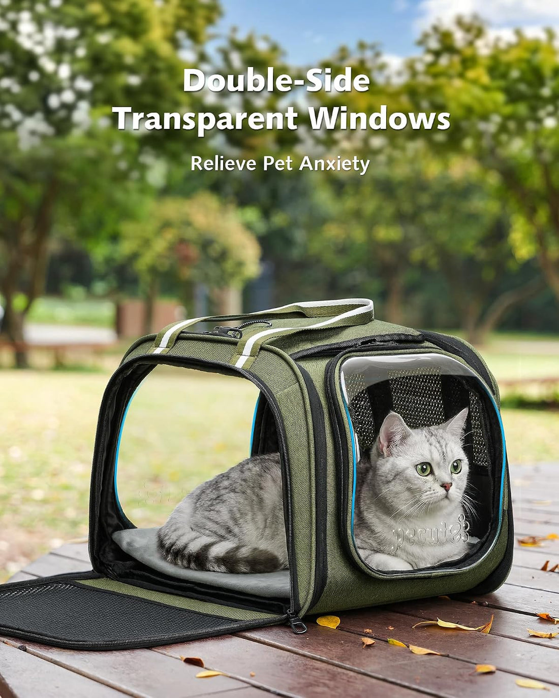 Pecute Cat Carrier,Double Bubble Pet Carrier for Cat Small